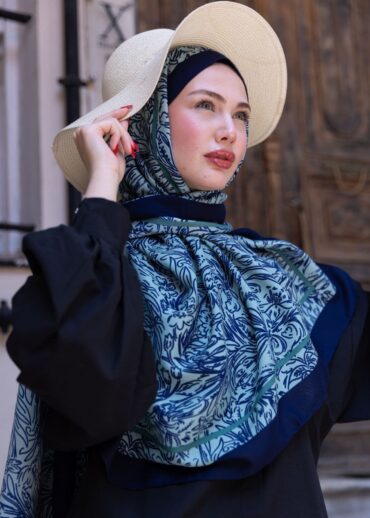 Su Yeşili Sunset İpek Pamuk Şal