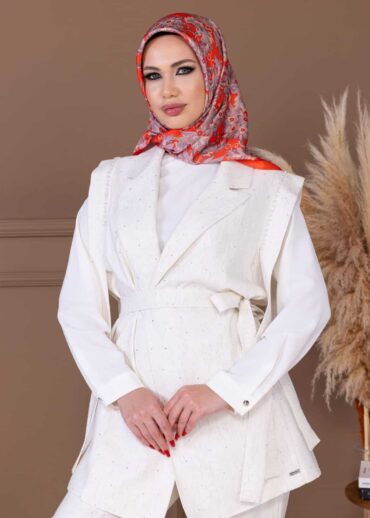 Oranj Papatya Desen Vual Eşarp