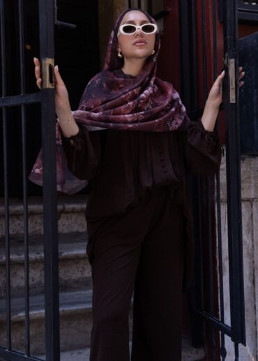 Kırmızı Sole Silken Desen Şal