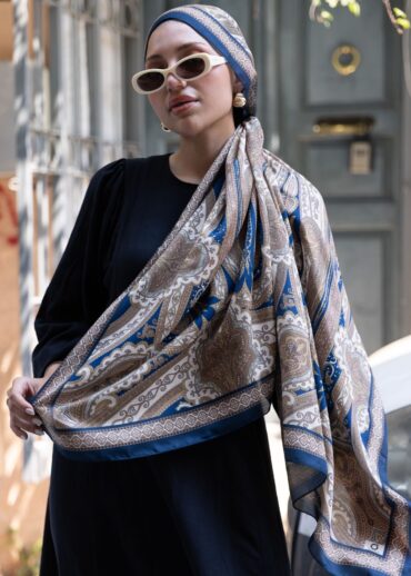 SAHRA DESEN PAMUK İPEK ŞAL-10005-GECE MAVİ