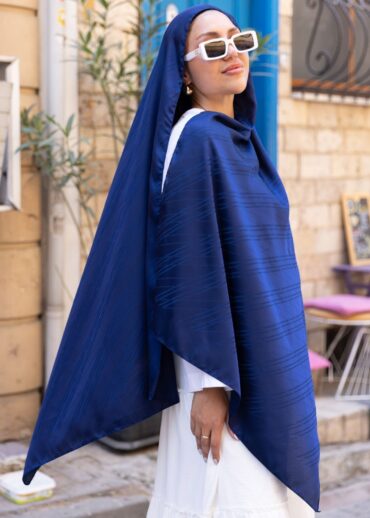 Sedef  Desen Pamuk İpeksi Jakar Şal-53354-Lacivert