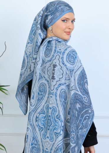 Mirşah Desen Şal 469-021 - V-5  - Buz Mavi