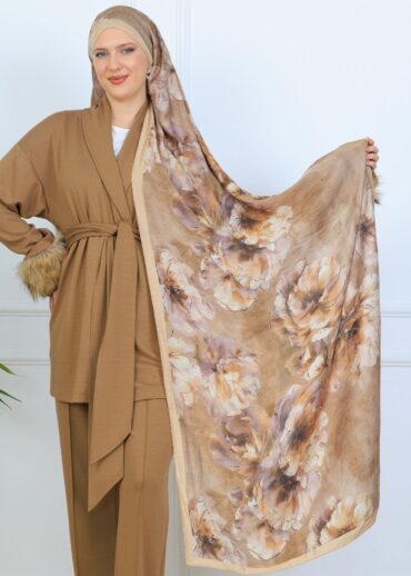 Zemheri Desen Şal  469-023 - V-12 -  Vanilya Pembe