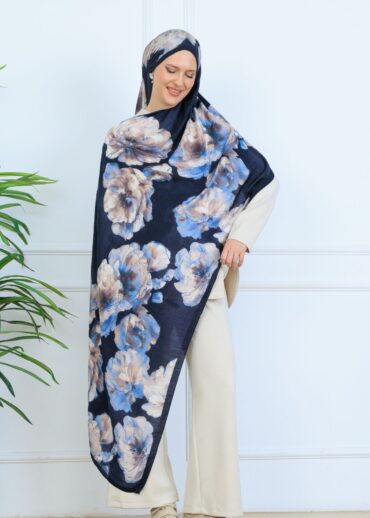 Zemheri Desen Şal  469-023 - V-19 -  Okyanus Mavi