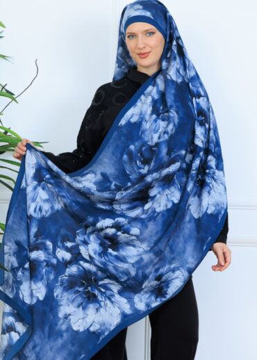 Zemheri Desen Şal 469-023 - V-17 -  Gök Mavi