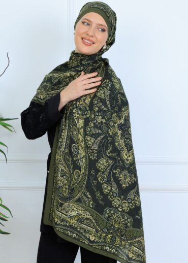 Ravza Desen Şal  469-019 - V-11 - Yağ Yeşili