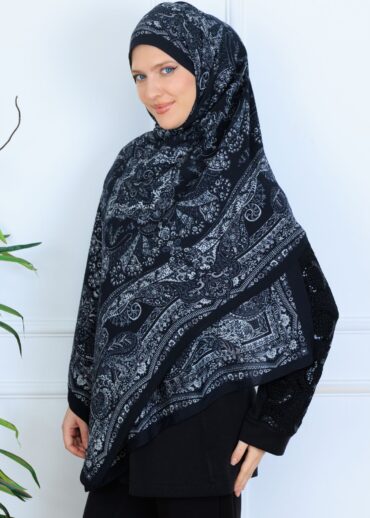 Ravza Desen Şal  469-019 - V-8 - Vanilya Siyah