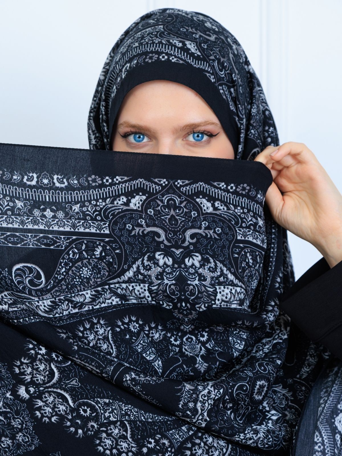 Ravza Desen Şal 469-019 - V-8 - Vanilya Siyah - Görsel 2