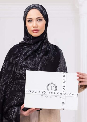 Siyah SamanYolu Yün İpek Şal