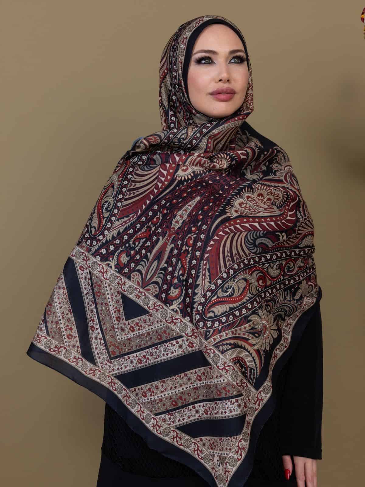 Siyah Bordo New Desen Pamuk Şal - Görsel 4