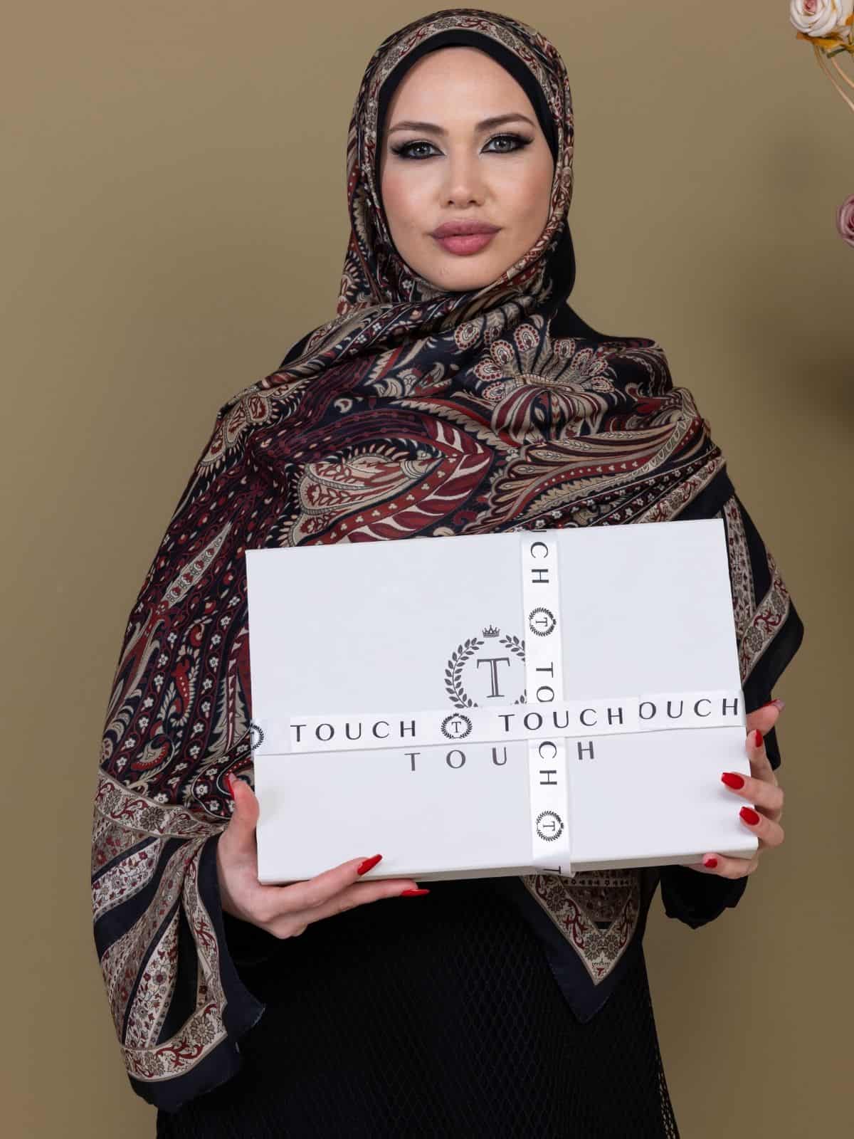 Siyah Bordo New Desen Pamuk Şal - Görsel 2