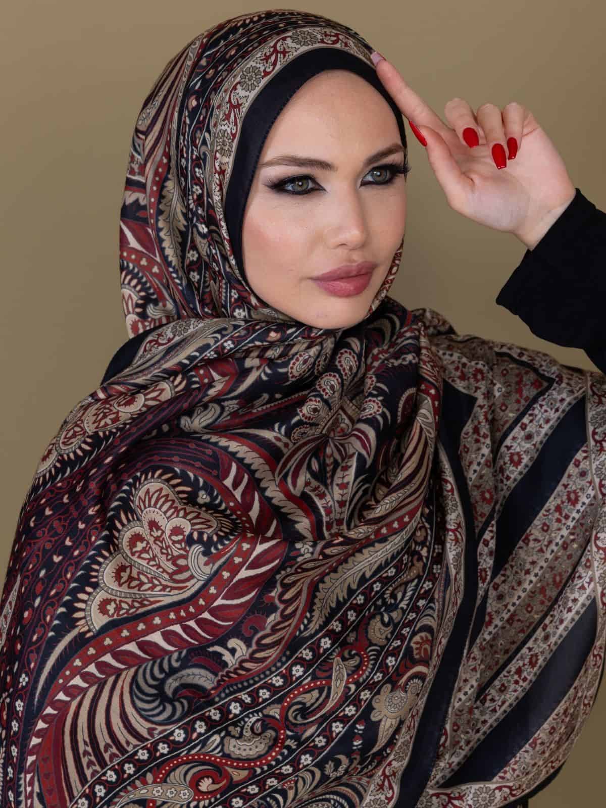 Siyah Bordo New Desen Pamuk Şal