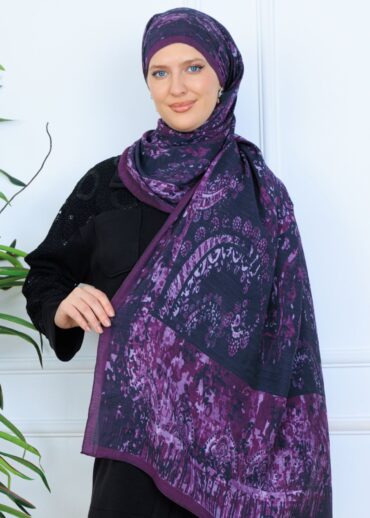 Derin Yansıma Desen Şal  469-017 - V-8 - Derin Mor