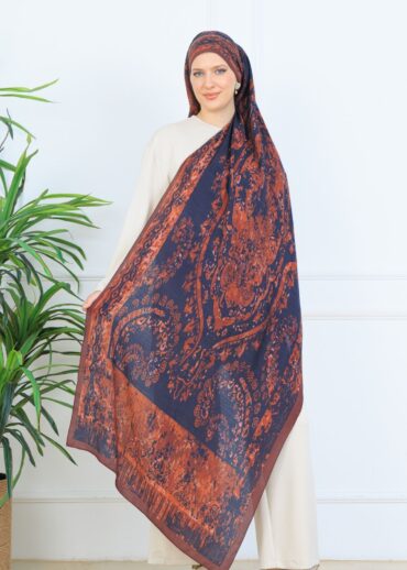 Derin Yansıma Desen Şal  469-017 - V-9 - Bakır Kahve