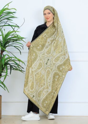 Mirşah Desen Şal  469-021 - V-6 - Yağ Yeşili