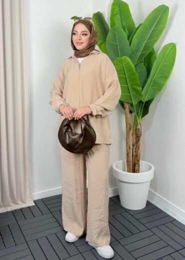 Aisha Gömlek İkili Takım TK100161 - Latte