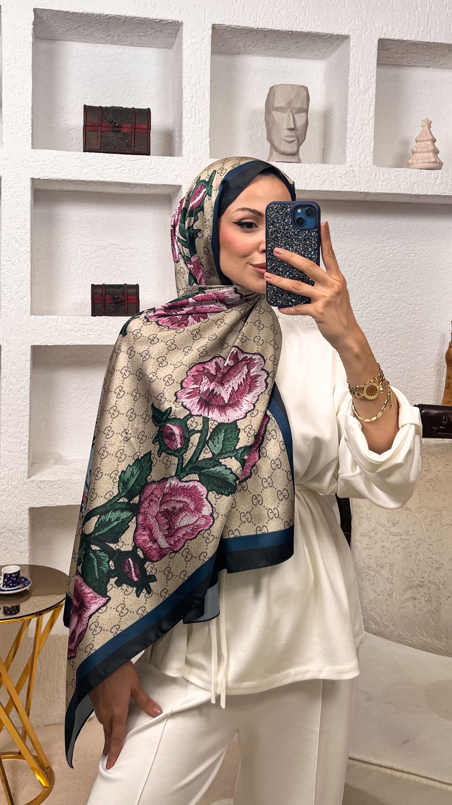 Twill İpek Şal - Lacivert