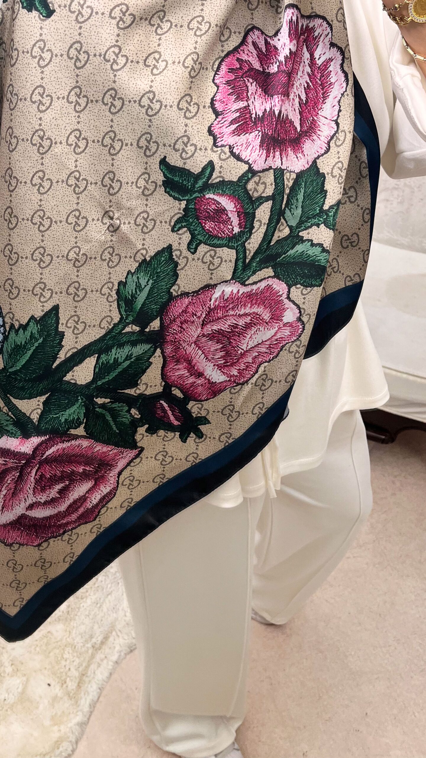 Twill İpek Şal - Lacivert - Görsel 3