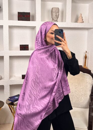 Zebra Desen Pamuk Jakar İpek Şal 23141 - Eflatun