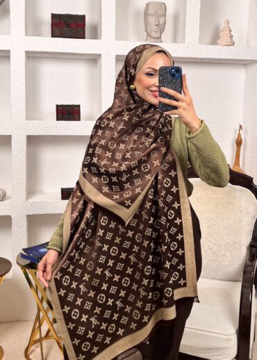 İthal Lv Pamuk Yün İpek Şal 49104 - Kahve