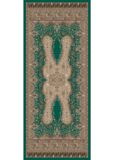 Yeşil Sahara Desen Pamuk İpek Şal