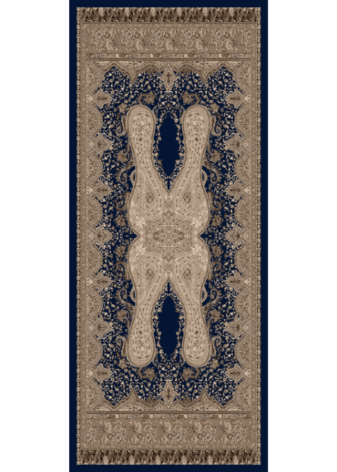 Lacivert Sahara Desen Pamuk İpek Şal