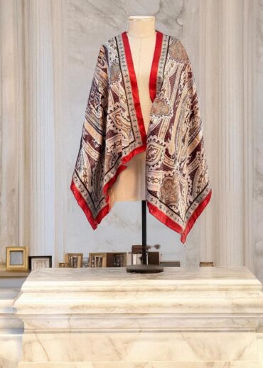 Kırmızı Etnik Desen Vual Şal