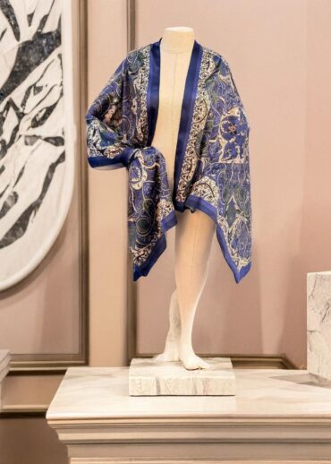 Mavi Kibele Desen Vual Şal