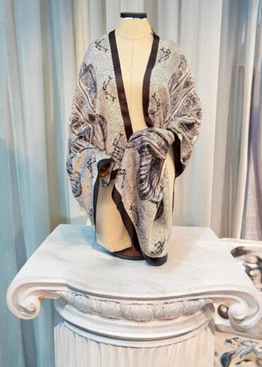 Siyah Retro Desen Vual Şal