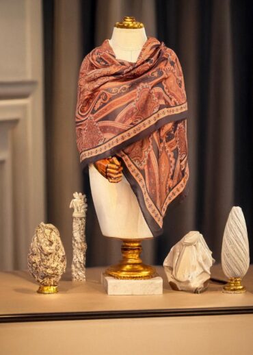 Kiremit Etnik Desen Pamuk Şal