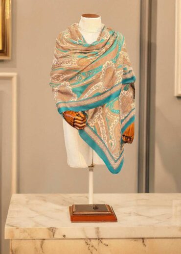 Soft Yeşil Etnik Desen Pamuk Şal