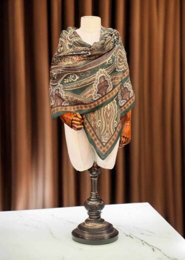 Zümrüt Etnik Desen Pamuk Şal