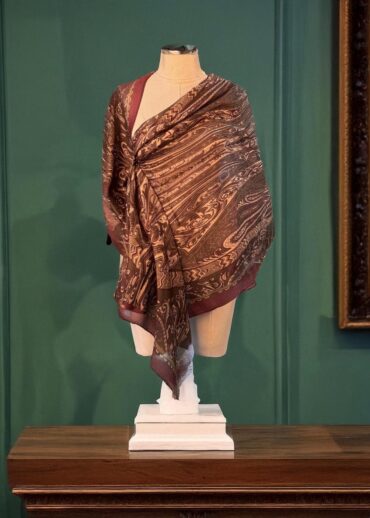 Kahve Sarmaşık Desen Pamuk Şal