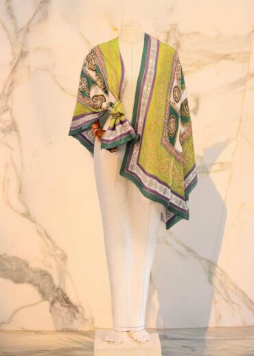 Fıstık Versace Desen Pamuk Şal