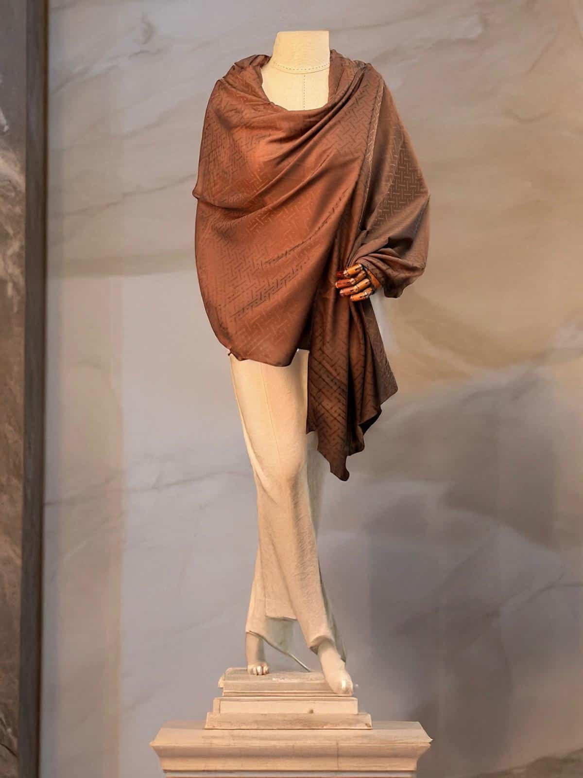 Kızıl kahve Nokta Desen Jakar Şal