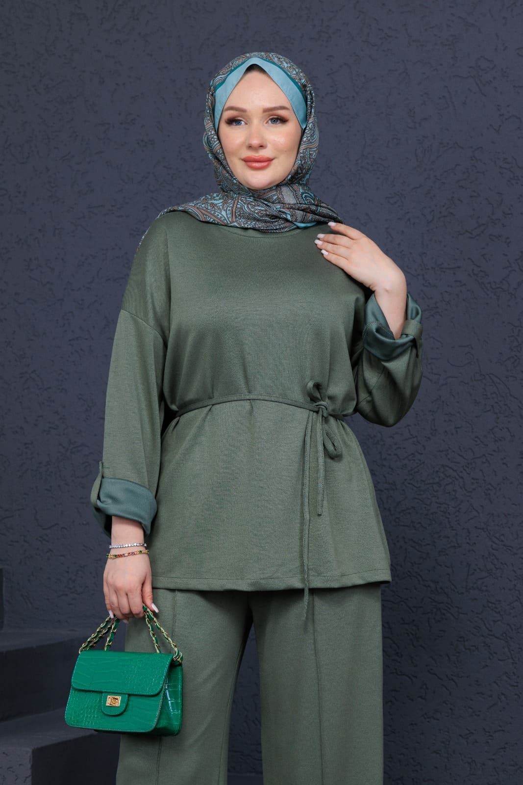 Oysho Bağlamalı İkili Takım TK100240 - Haki - Görsel 2