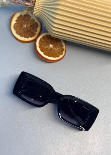 Chanel Dikdörtgen Güneş Gözlüğü - Siyah Gümüş