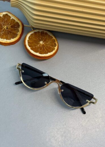 Gucci Metal Çerçeve Gold Kadın Güneş Gözlüğü - Mavi Degrade