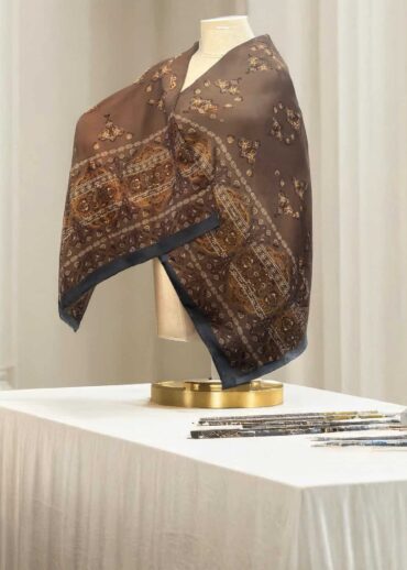 Kahve Zarif Desen Pamuk Soft Şal