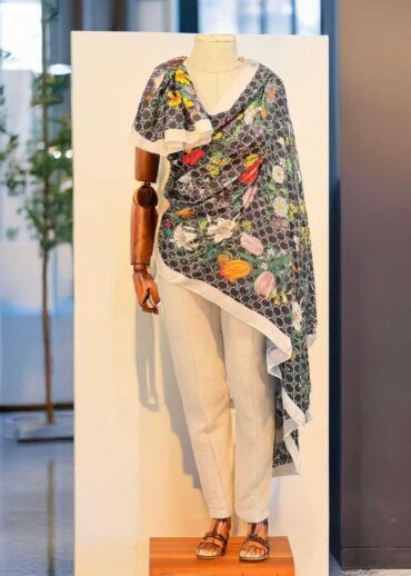 Siyah/Beyaz Gucci Desen Pamuk Şal