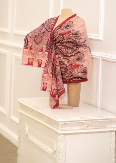 Vişne Retro Desen Pamuk Şal