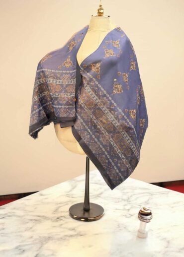 Mavi Zarif Desen Pamuk Soft Şal