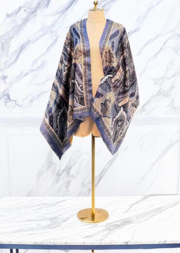 İndigo Etnik Desen Vual Şal
