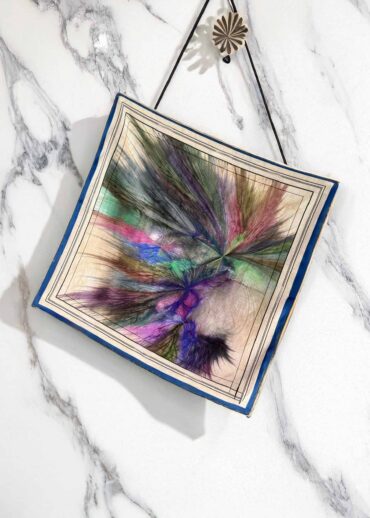 Mavi Ebru Desen Pamuk Soft Eşarp