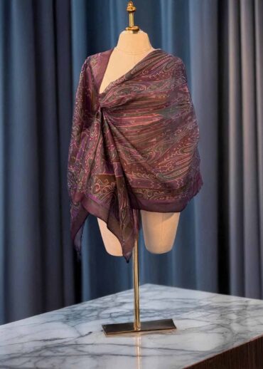 Mürdüm Sarmaşık Desen Pamuk Şal