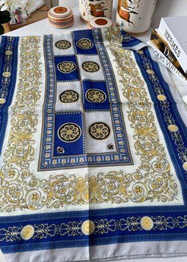 V Pamuk İpek Şal -Saks-Vizon