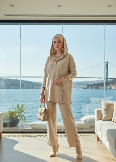 Premium Çıtçıtlı Dotta İkili Takım TK100301  - Bej