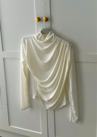 Drapeli Tasarım Bluz  BLZ100297 - Bej
