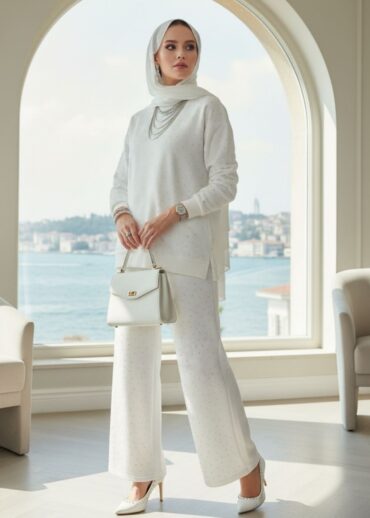 Taşlı Oysho İkili Takım TK100291 - Beyaz