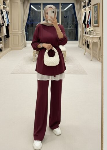 Oysho Premium Bağlamalı İkili Takım TK100240 - Bordo